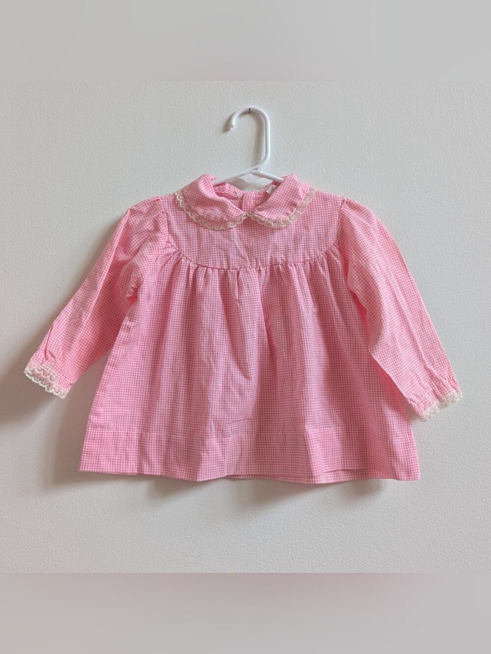 Vtg Catton Candy 9-12m Pink Gingham Dress Baby Girls